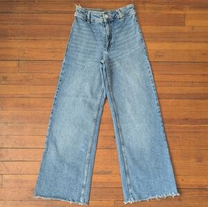 Mango MNG Blue Catherine Wide-Leg High-Waisted Culotte Jeans Size 2 For Women